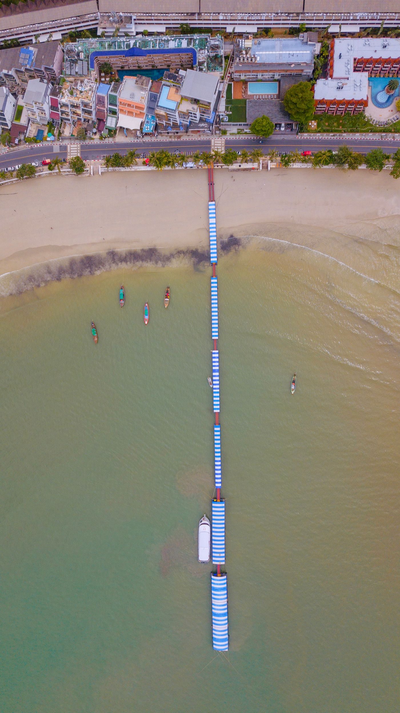 Aerial view of Patong Beach and pier